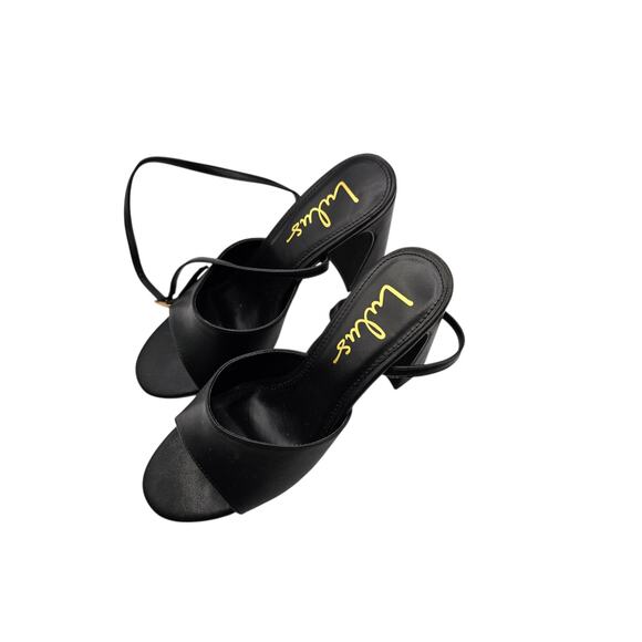 Lulus Womens Sz 6.5 Black Sculpted Heel Sandals - High Heel Sandals - Picture 3 of 6